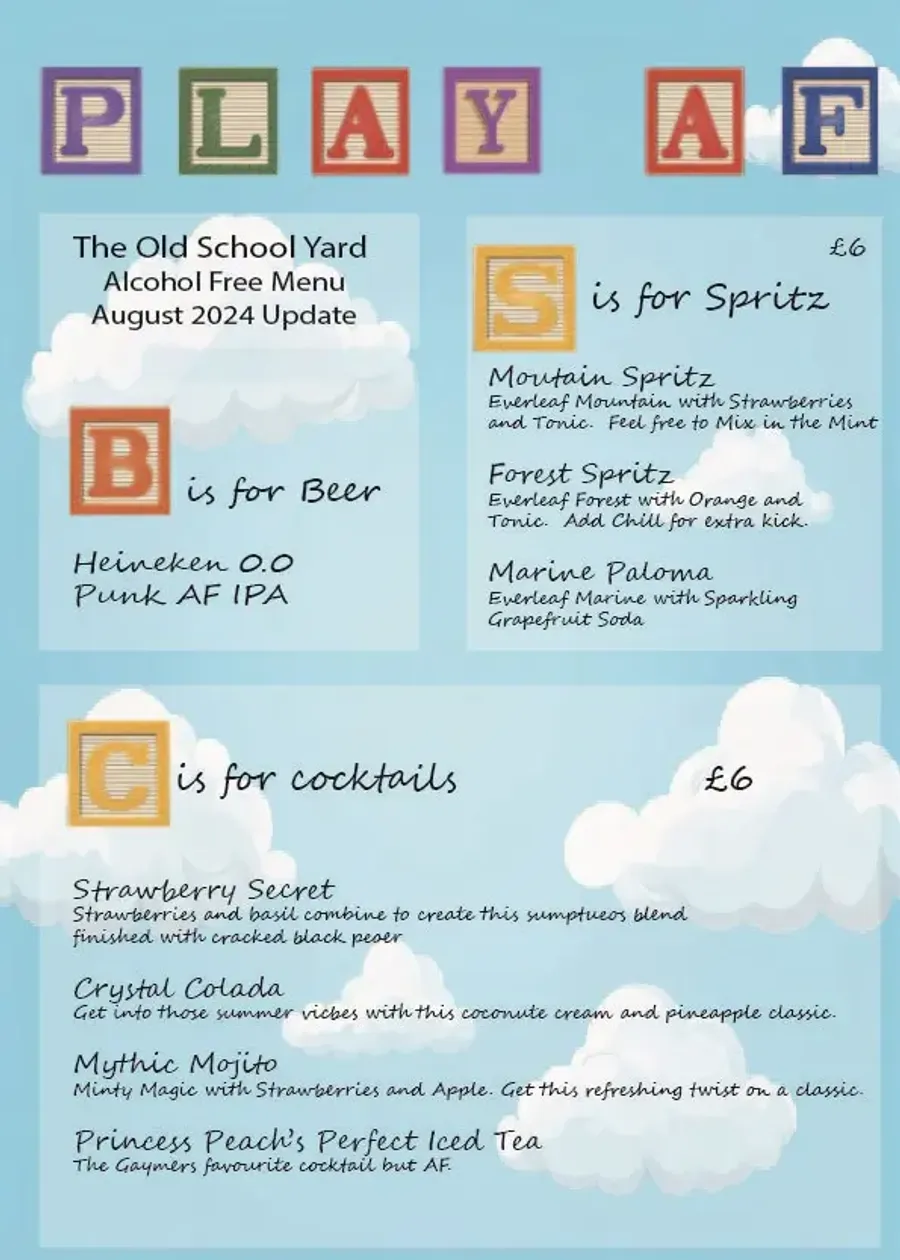 Mocktail menu