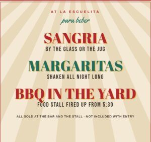 Sangria, margaritas and BBQ in the yard at La Escuelita